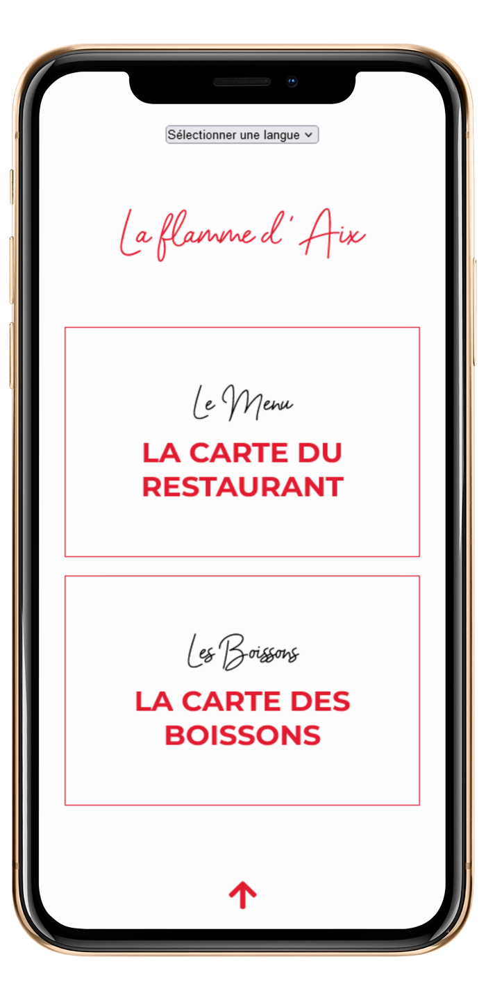 Aperçu d'un menu digital sur iPhone
